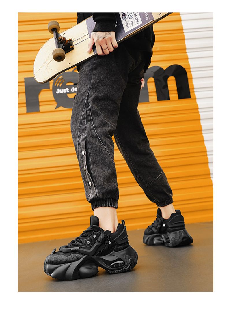 2024 Malé bílé boty Black Knight Nové boty s větruodolnou silnou podrážkou Inner Elevation Casual Work Daddy Shoes_voghion.com