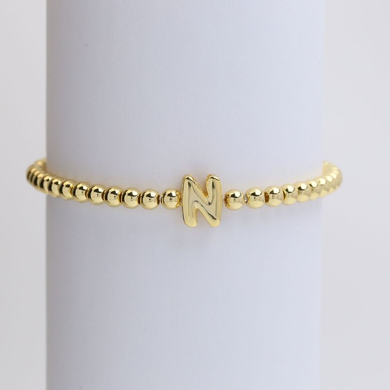 Copper Beaded Plating Letter Bracelets_voghion.com