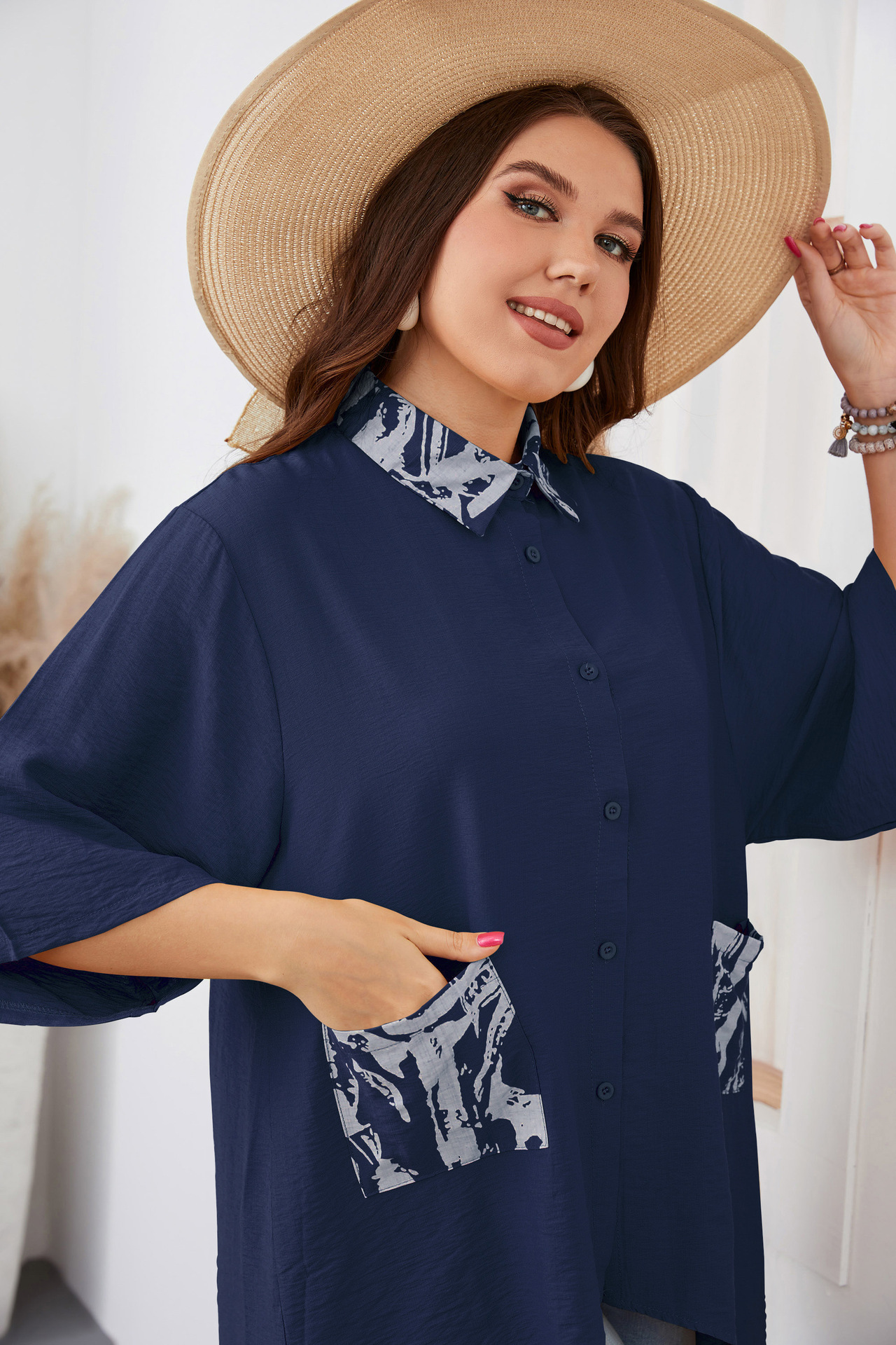 Women's loose irregular large size shirt fat girl fashion tops_voghion.com