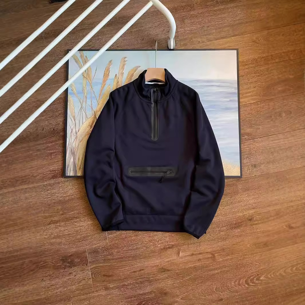 Sweat-shirt à manches raglan et demi-fermeture éclair pour homme, couleur unie, décontracté, sport, col montant, pull-over 998