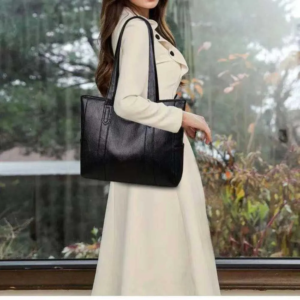 Large Women's Leather Tote Shoulder Bag Set - Stylish Handbag_voghion.com