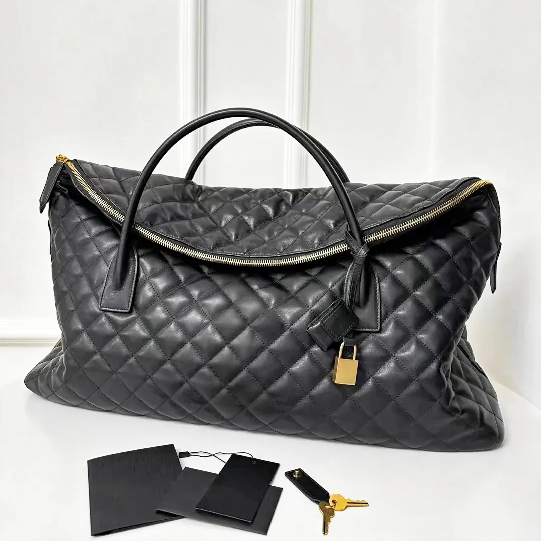 Handbags - Stylish Quilted Leather Travel Trunk Designer Inspired Large Tote Bag, Crossbody Shoulder Bag_voghion.com