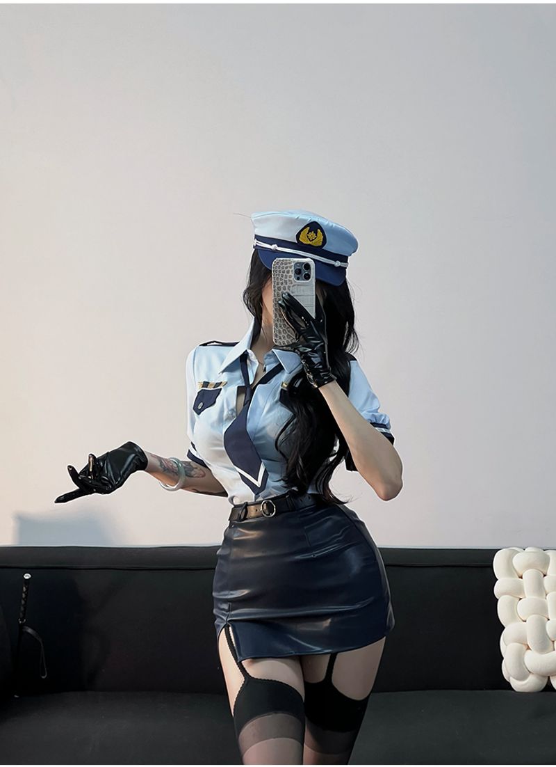 Déguisement sexy de policière de style marine, costume de cosplay pur désir, hôtesse de l'air de la cour de nuit, secrétaire, uniforme taille reine_voghion.com