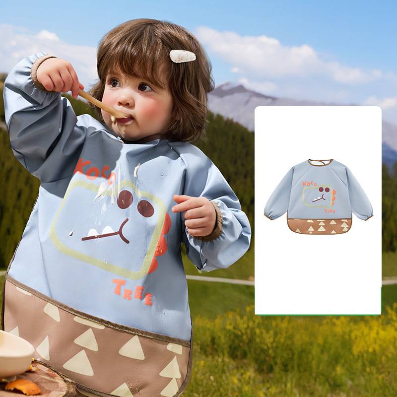 ​​Baby Feeding Bib With 3-in-1 Protection – Waterproof, Stain-Resistant & Soft Polyester Smock For Toddlers (1-3 Years,/Penguin Designs)​​_voghion.com