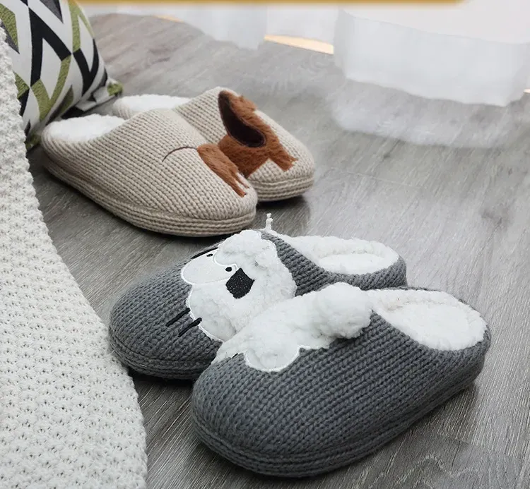 2024 Women's Slippers Cartoon Cute Dog Indoor Warm Non-slip Soft Sole Good Breathable Homesh Fashion Causal Cotton_voghion.com