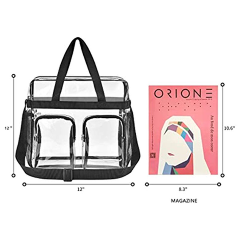 Multi tasca portatile trasparente per uso esterno, trasporto con due tasche frontali esterne, borsa, borsa a tracolla_voghion.com