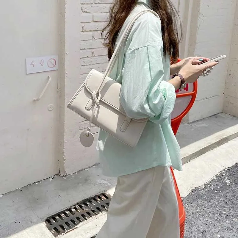 Sac à bandoulière en PU à texture française à la mode pour femmes, jaune, sous les aisselles, printemps/été 2024, pendentifs élégants, Handba241104_voghion.com