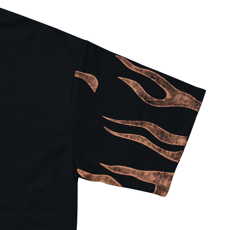 Nowy letni męski zestaw spodenek sportowych z krótkim rękawem z nadrukiem Flame Series_voghion.com