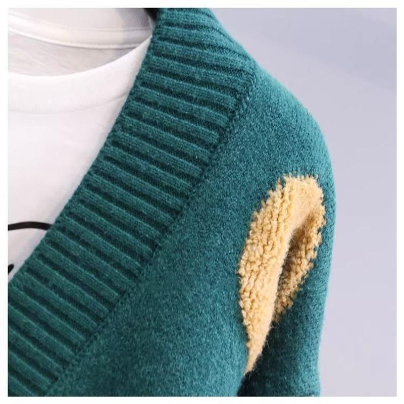 Women's Clothing Fat mm stylish horn button letter sweater jacket for women autumn and winter new large size loose lazy_voghion.com