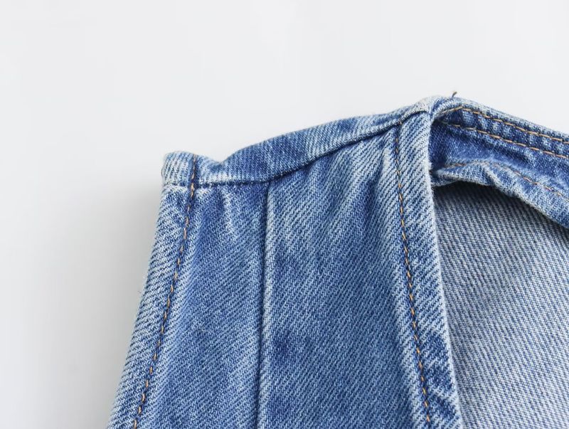 Damenbekleidung Ärmellose Weste hoch taillierter Brustrock Denim zweiteiliger Anzug_voghion.com