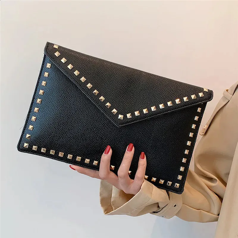 Fashion rivet Women Clutches Party ladies Dinner PU leather handbag female clutch purse Envelope bag 240820_voghion.com