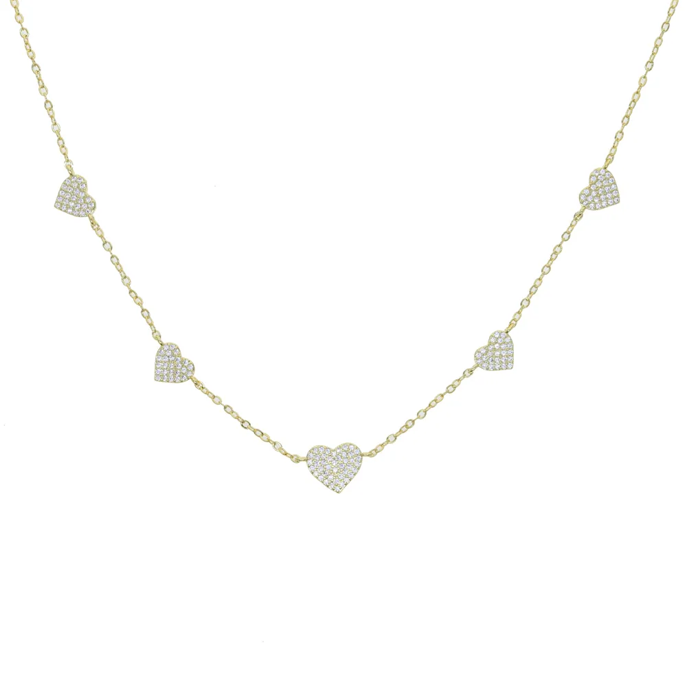 Chains Gold Sier Color Minimal Delicate Heart Pendant Necklace Bling Cz Station Charm Choker Mother's Day Gift Jewelry_voghion.com