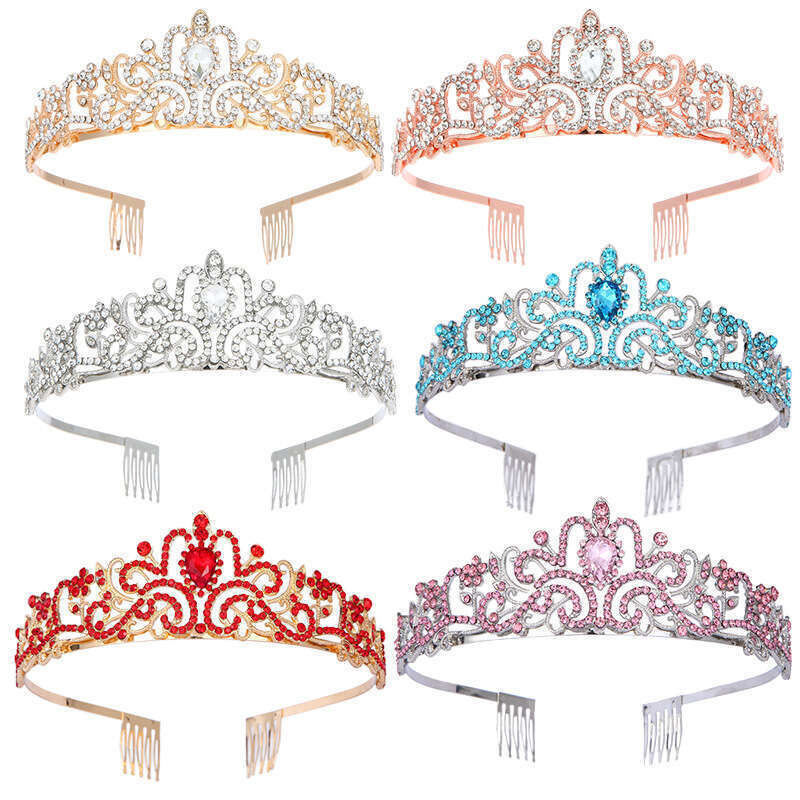 Accessori per capelli da sposa in lega di cristallo alla moda, corona per feste di compleanno per single_voghion.com