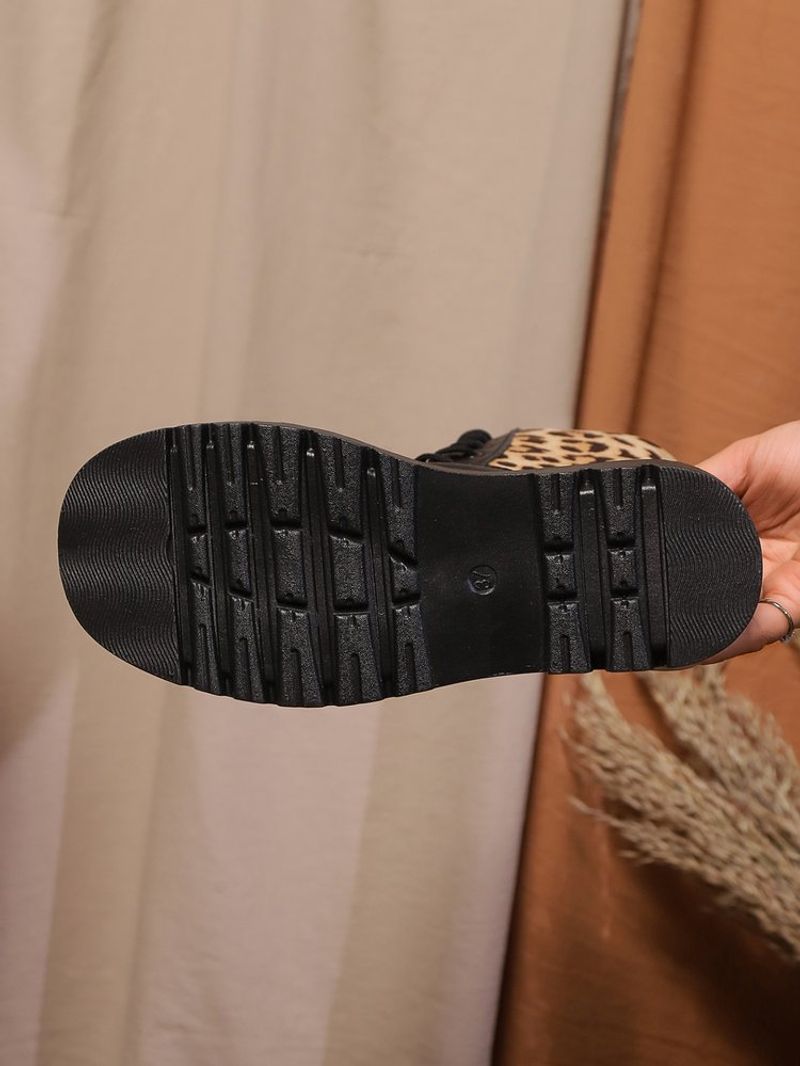 Martin grosso para mulheres 2024 novas botas curtas de trabalho com estampa de leopardo grande e sola grossa estilo britânico, estilo cowboy ocidental_voghion.com