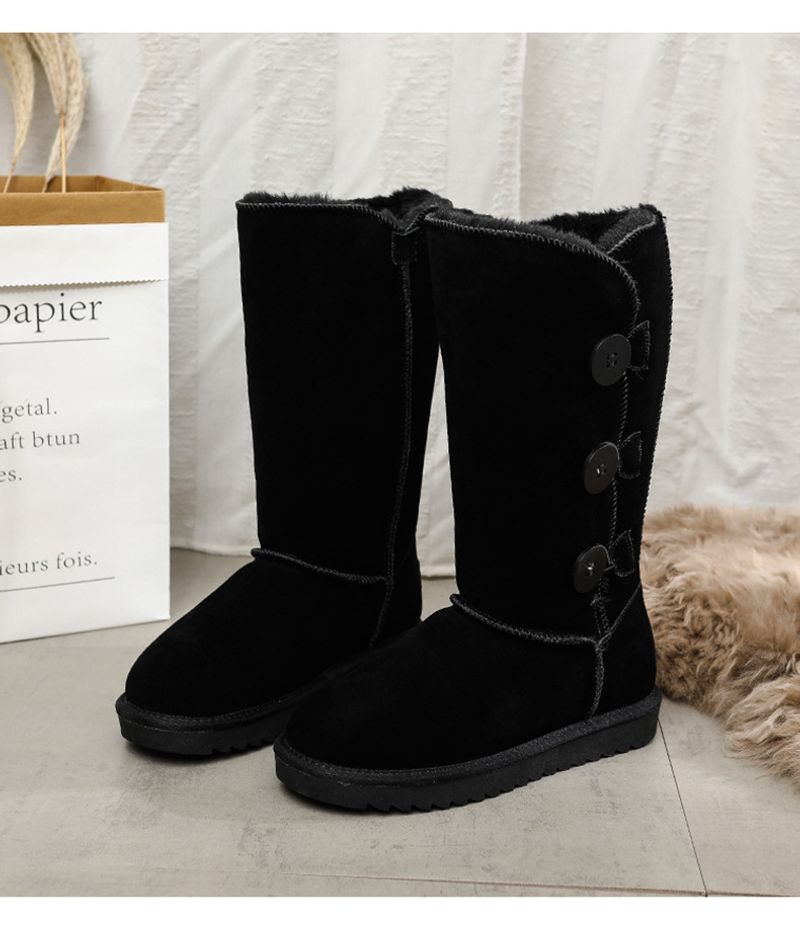 Ψηλό μπλουζάκι για γυναίκες 2023 Χειμώνας αντιολισθητικό χοντρό ζεστό μακριά βαμβακερά παπούτσια χιονιού με τρεις πόρπες_voghion.com