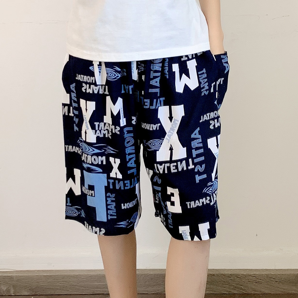Men's Sleep Cotton pajama pants Thin rayon shorts Baggy plus quarter pants beach pants_voghion.com