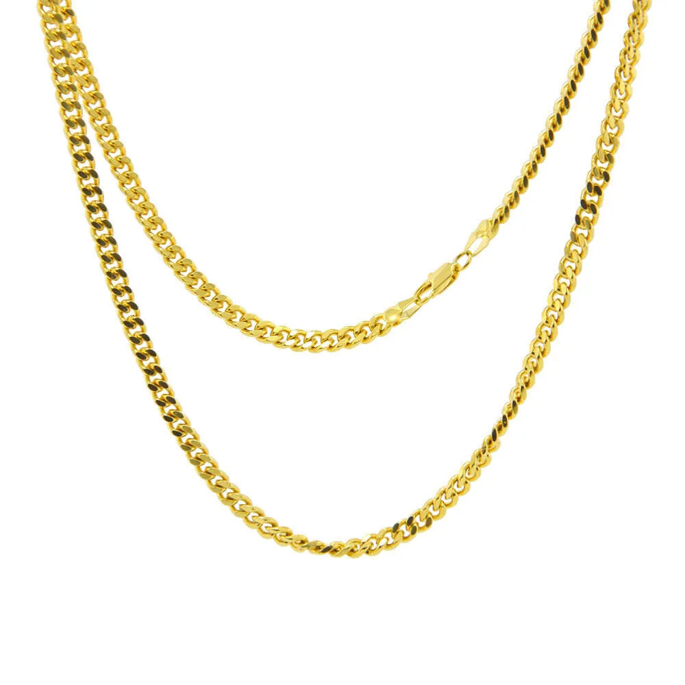 Collana Hip Hop cubana placcata Miami da uomo con ciondolo a catena in oro sterling, maglia cubana in argento_voghion.com