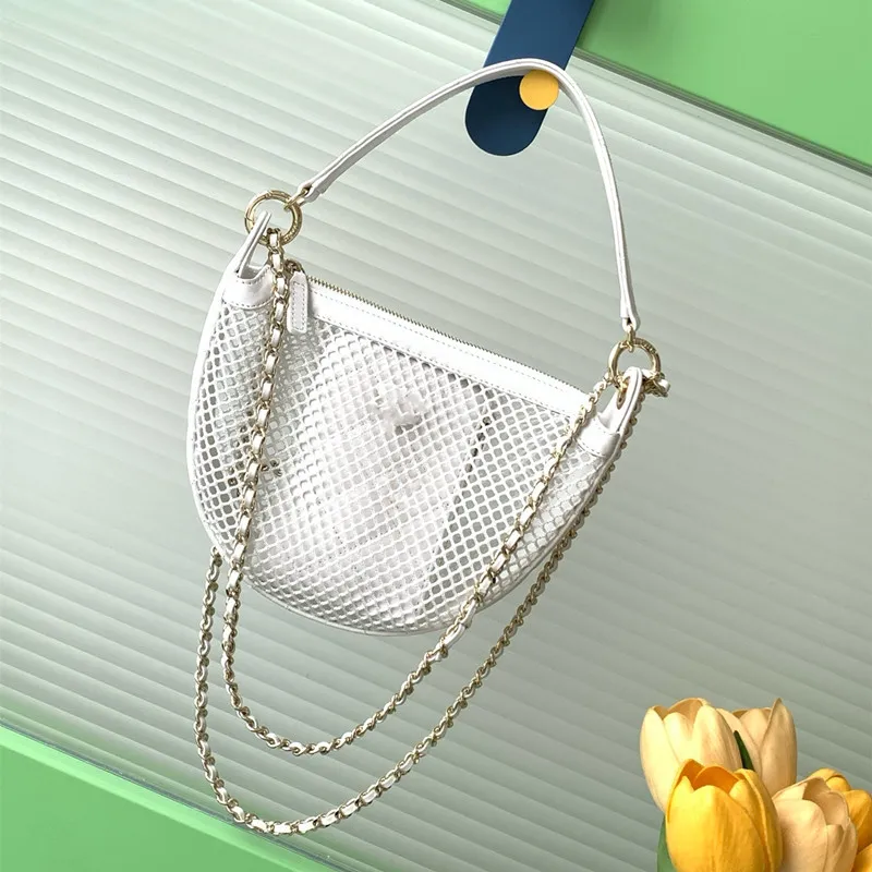 Borsa a rete da sera con tracolla traforata, nuova da donna, con fibbia in metallo dorato e manico, per trucco, 10a 25s_voghion.com