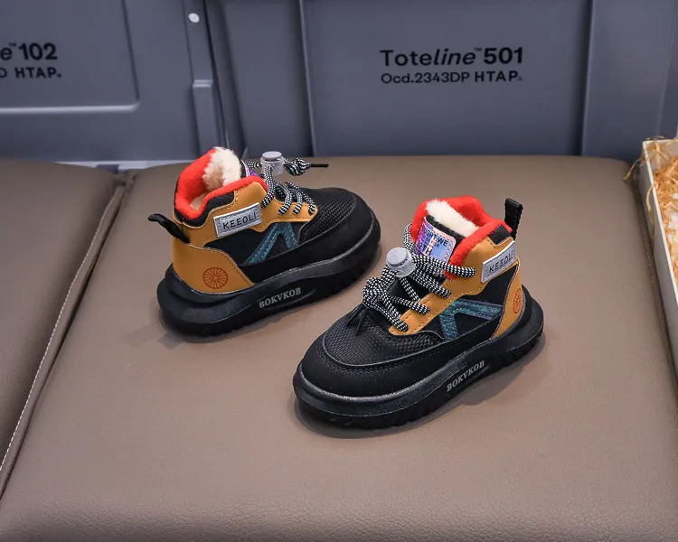 Caldi stivali da neve per bambini da 1 a 8 anni, alla moda, per bambini e bambine, in cotone, con tacco alto, taglie 21 - 30_voghion.com