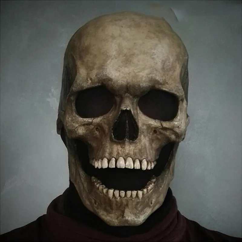 Halloween-juhlat, koko pään kallonaamio, jossa liikkuva leuka, pelottava lateksi, aikuisten kokoinen cosplay-naamiaiset_voghion.com