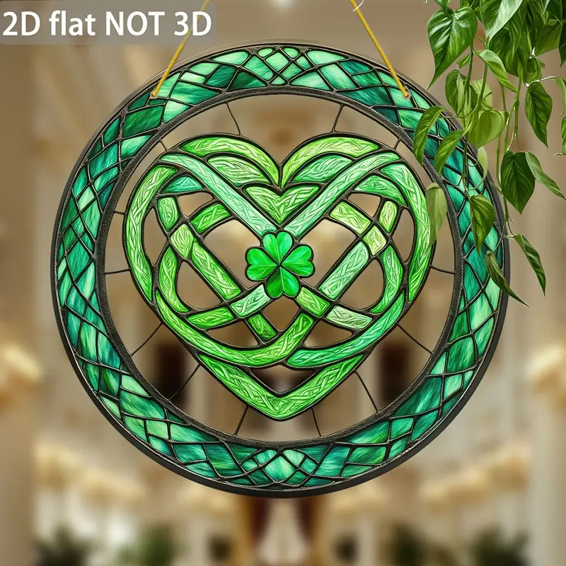 Keltisk klöversolfångare - 23 cm färgad akrylkonst. Lyckobringande dekor för uteplats eller St. Patricks firande._voghion.com