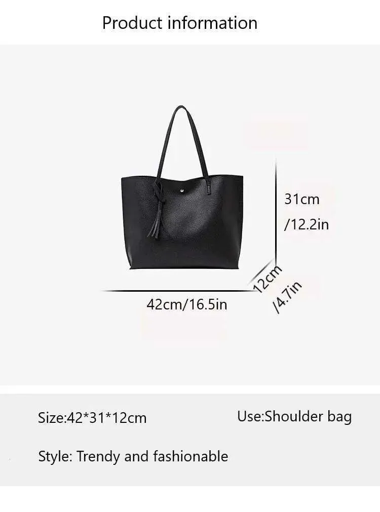 Women's Large Shoulder Bag With Tassel And Lychee Pattern_voghion.com