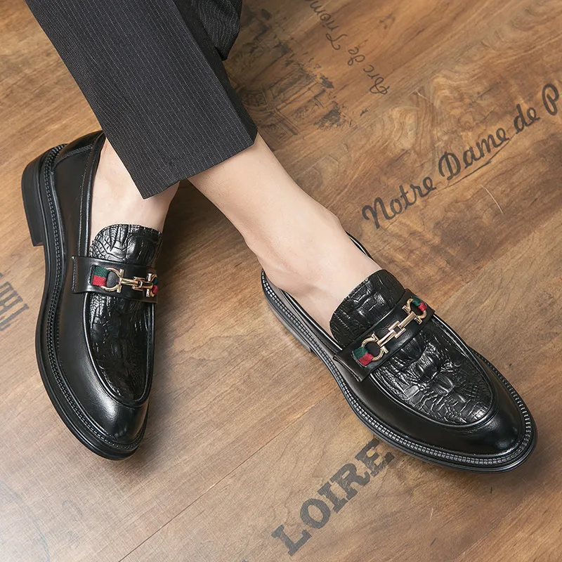 Herbstmode Trend Spitz Casual Leder Britischen Retro Lazy Business Bean Herrenschuhe_voghion.com