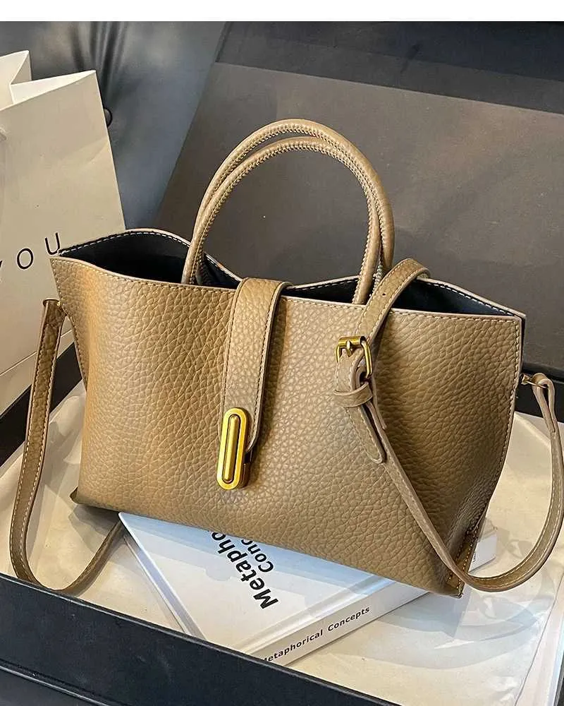 Clássico Preto PU Grande Capacidade 2024 Feminino Alta Qualidade Requintado Fivela de Fecho Bolsas Crossbody Casual Versátil_voghion.com