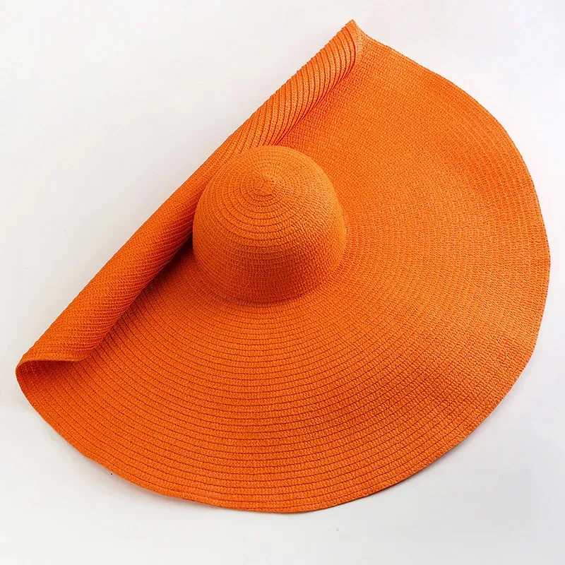 Foldable Women Oversized Ppy Straw Hat 70cm Diameter Large Brim Summer Sun Hats Panama Travel Beach Wholesale 240619_voghion.com