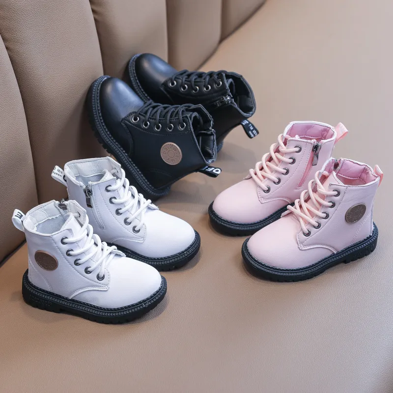 Kids Fashion Casual Toddler Boys Girls Autumn Winter Leather Boots Children Happysteps Running Sport Snow Shoes Size_voghion.com