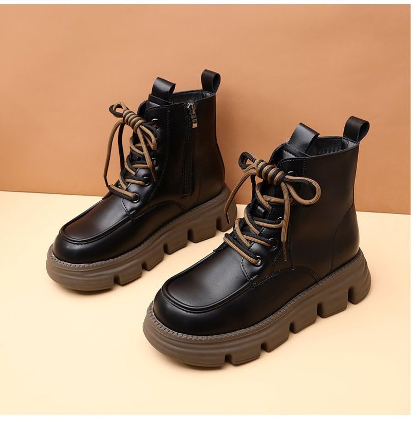 Big cotton shoes integrated fur leather, wool snow for women in autumn winter, new style with plush and thickened Martin_voghion.com