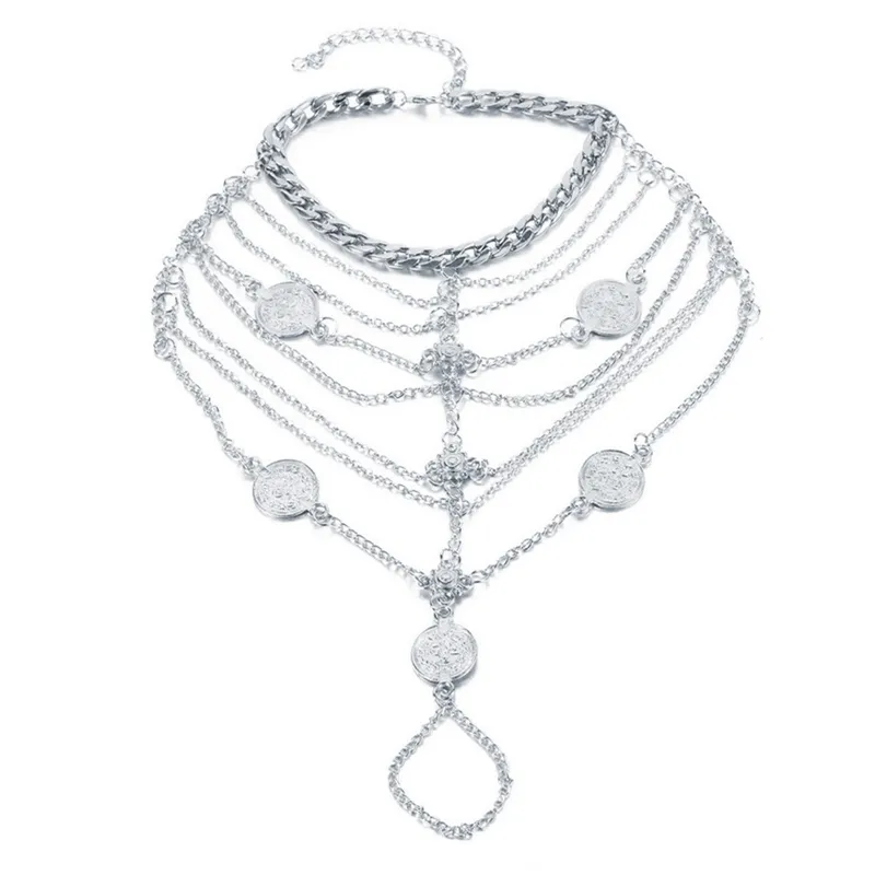 Anklets Sexy Sier Color Tassel Anklet Coin Pendant Chain Ankle Bracelet Bohemian Multi Layered Women Leg Beach Foot_voghion.com