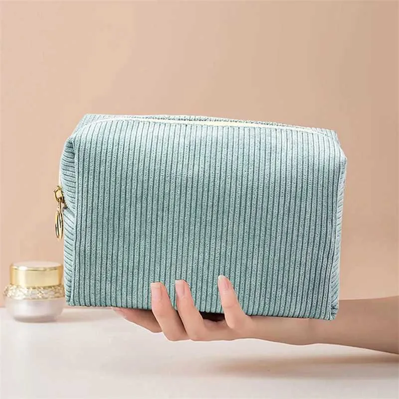 Womens Corduroy solid color makeup travel portable face wash storage bag organizer wallet Y241023_voghion.com