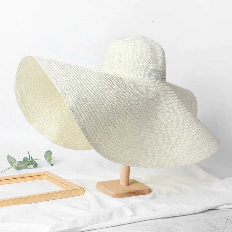 Foldable Women Oversized Ppy Straw Hat 70cm Diameter Large Brim Summer Sun Hats Panama Travel Beach Wholesale 240619_voghion.com