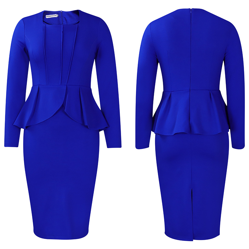 Women's Autumn And Winter New Long-sleeved OL Temperament Elegant Ruffled African Dress_voghion.com