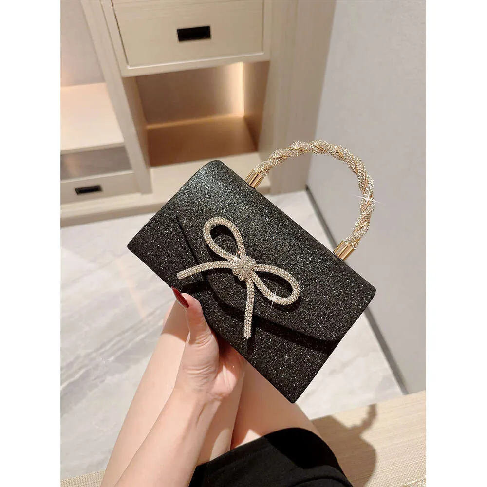 Robe de soirée Pochette polyvalente européenne et américaine Sac à bandoulière pour célébrités Mode Dia Bow Chain Bag_voghion.com