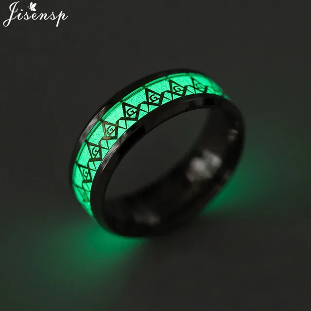 Ready Stock Fashion Fluorescent Skull Couple Stainless Steel Luminous Elephant Symbol Ring for Lovers Glowing Jewelry bagues pour_voghion.com
