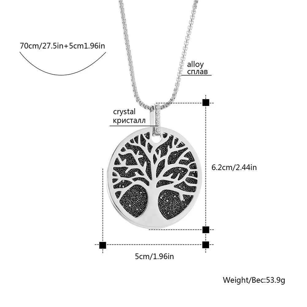 Colliers pendentifs 2023 Collier arbre de vie tendance en cuir cristal double couche grande breloque plante bijoux de mode pour_voghion.com