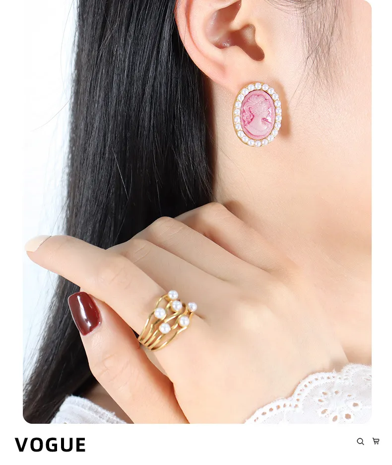 Orecchini perla vintage stile francese placcati oro per donna_voghion.com
