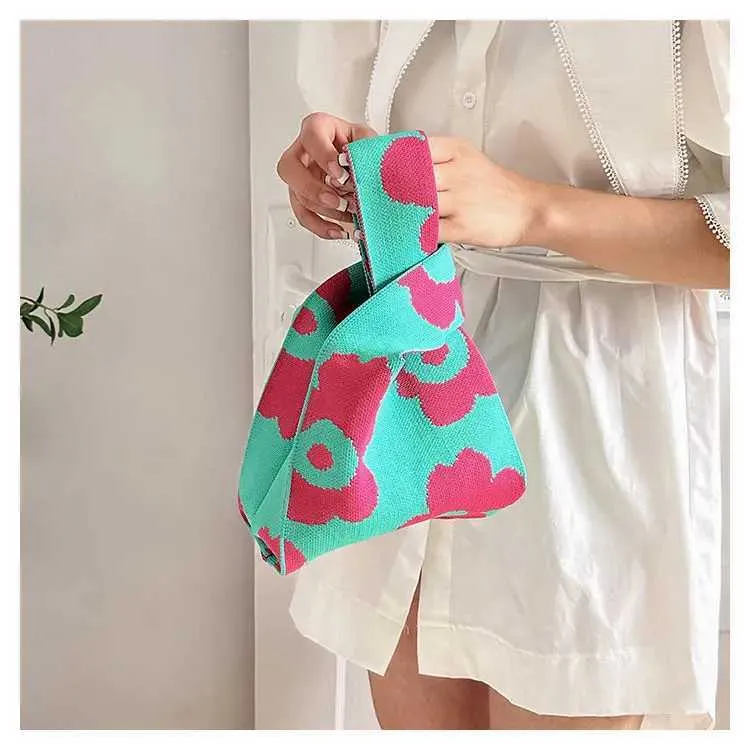 Borsa a mano in tela artistica giapponese di grande capacità, modello Geely, portafoglio con nodo casual e borsa da polso alla moda e versatile Wens_voghion.com