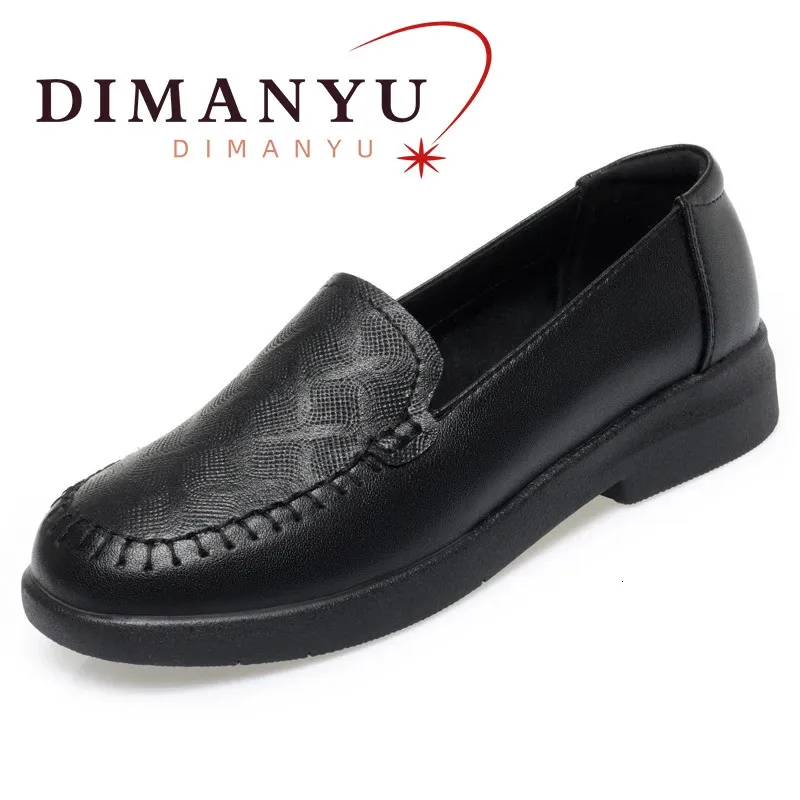 DIMANYU Loafer Spring Round Head Mom Weiche Sohlen Rutschfeste Echtleder Flache Schuhe Damen 240713_voghion.com