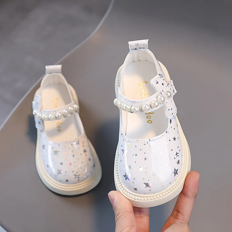 Jenter Vår Småbarn Barn Mote Prinsesse Festsko Barn Uformelt Lakkert Skinn Perler Stjernesko Myke Såler Størrelser_voghion.com