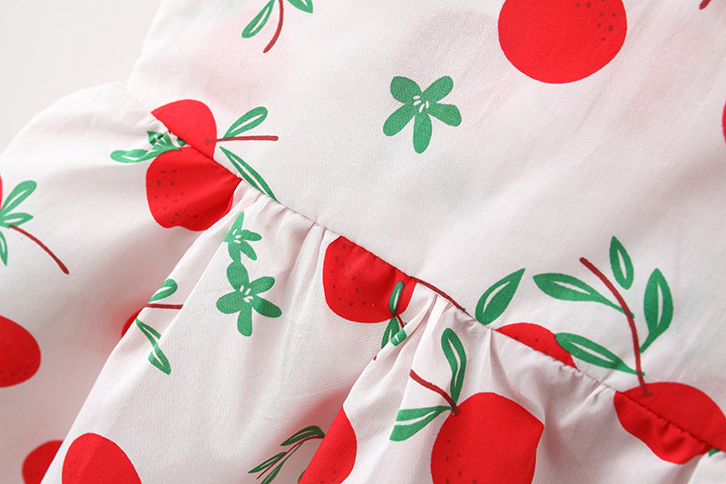 Infant Sling Dress Back Bow Baby Girl Dress Cotton Breathable Baby Clothes Fruit Pattern Sleeveless Mini Dress Set Hat For Girls_voghion.com