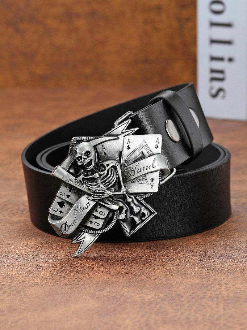 Ceinture en cuir gothique punk Y2k pour hommes et femmes, boucle en métal, sangle de taille, styliste, pantalon en jean, décorative_voghion.com