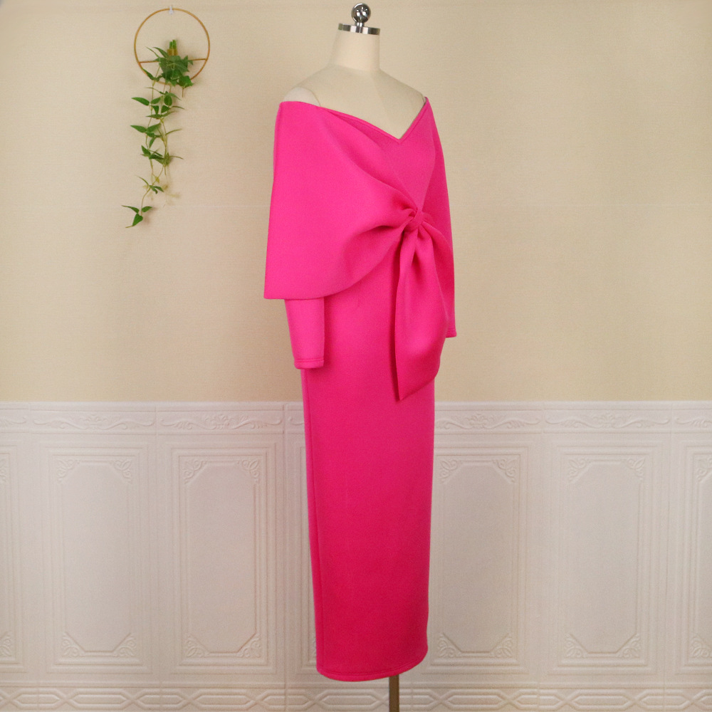 Sexy Plus-size Kleid Schulterfrei Mit Schleife Figurbetont_voghion.com