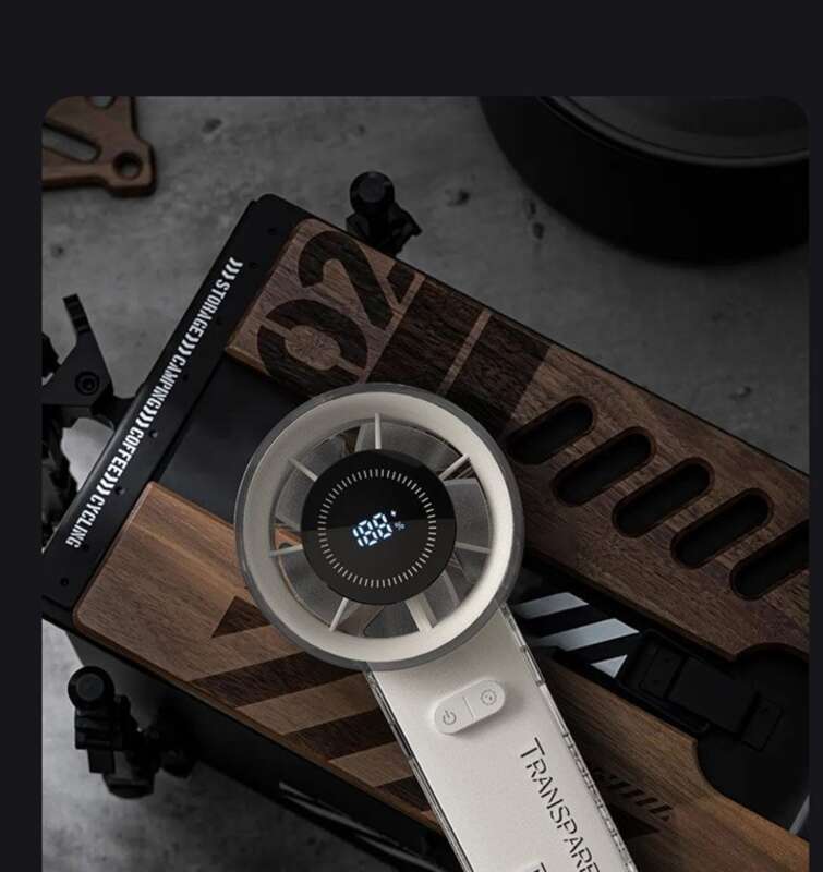 Kézi integrált intelligens digitális kijelzős ventilátor, kültéri hordozható, nagy sebességű kis szélágyú, mini USB töltés,_voghion.com