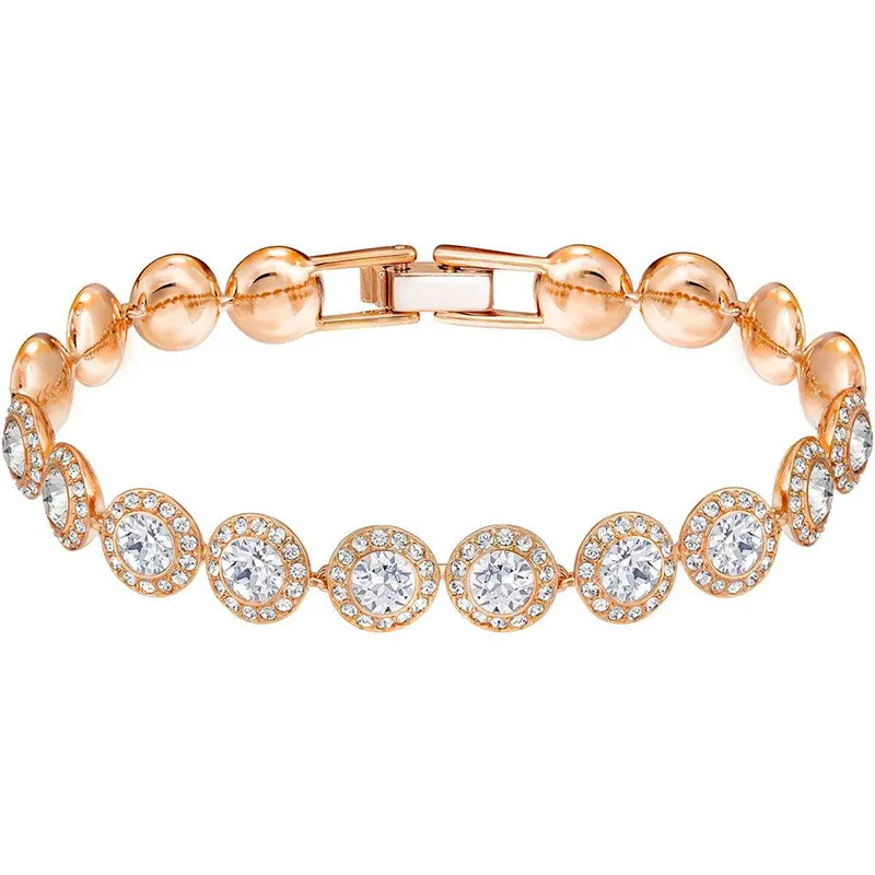Conjunto de pendientes y pulsera con cadena dorada cristal austriaco_voghion.com