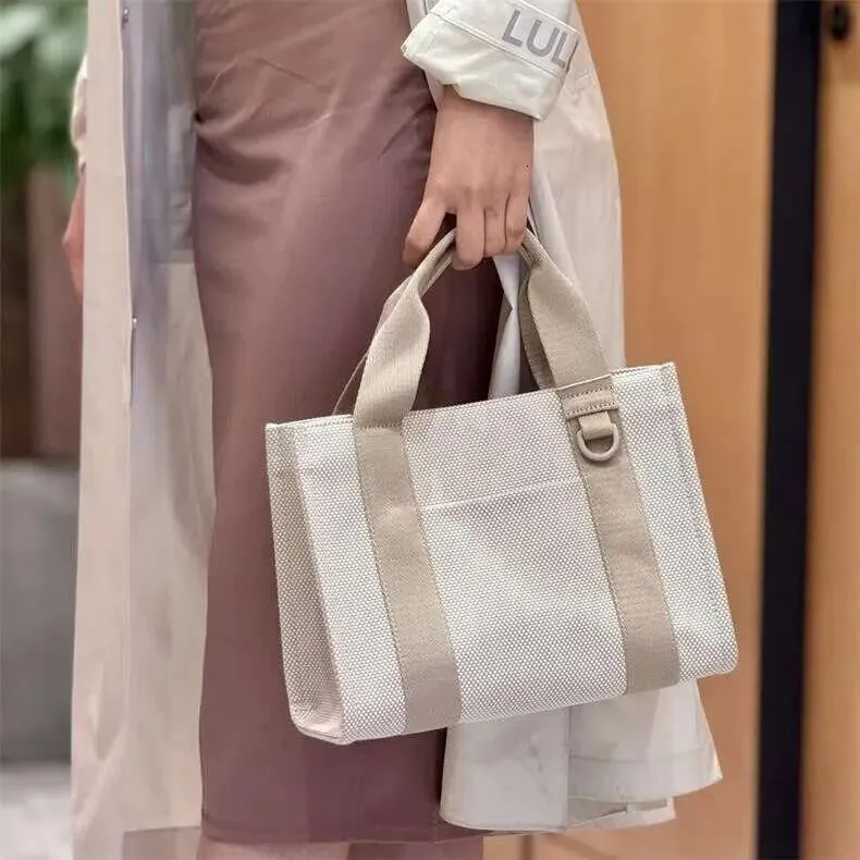 Ladies Two Tone Canvas Handbag Large Capacity Shoulder Tote Bag_voghion.com