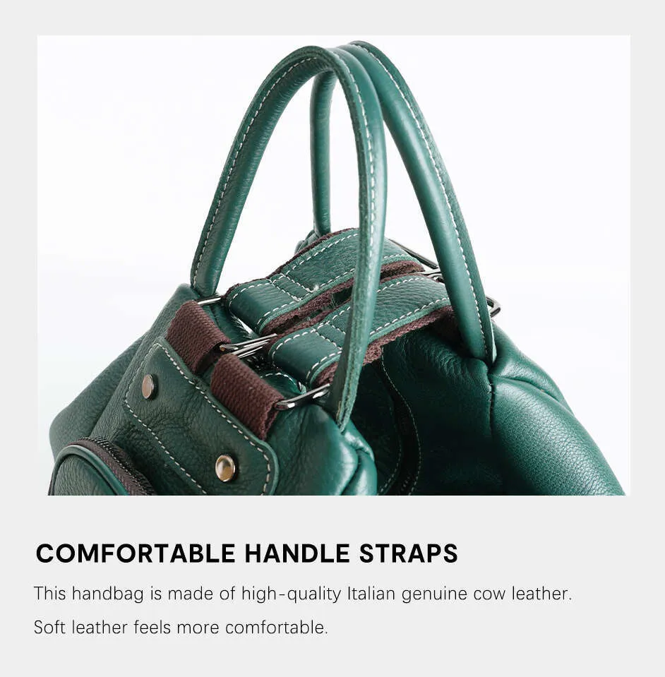 Sac à dos transformable en cuir véritable pour femme Zency 2024 Sac à bandoulière design Rucack Grandes poches pour voyage_voghion.com