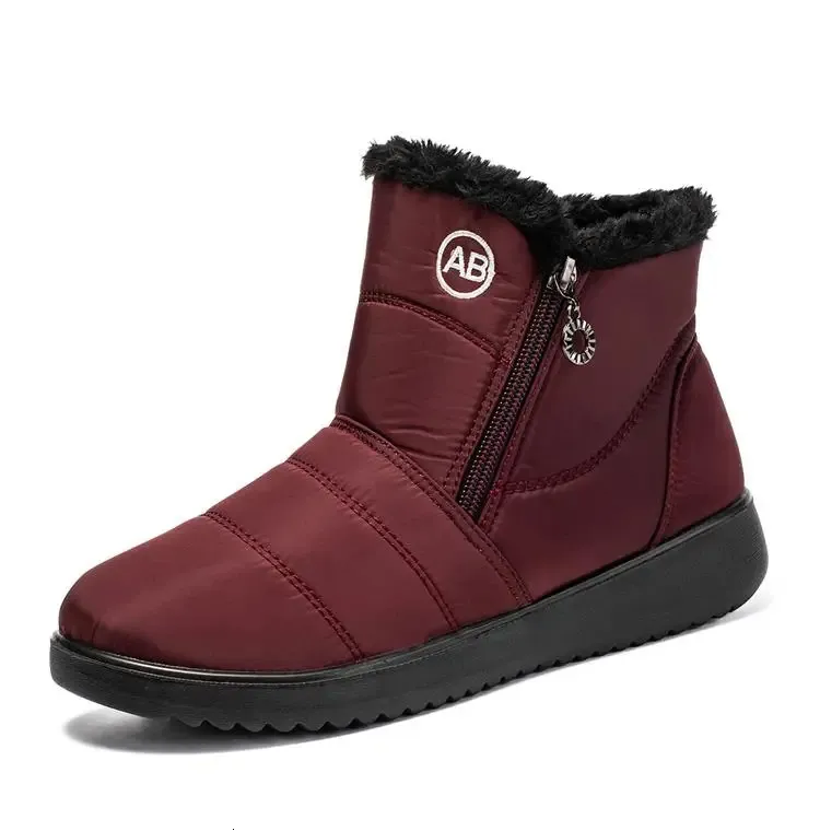 Womens Snow Boots Plush Warm Lightweight Zipper Ankle Boots_voghion.com